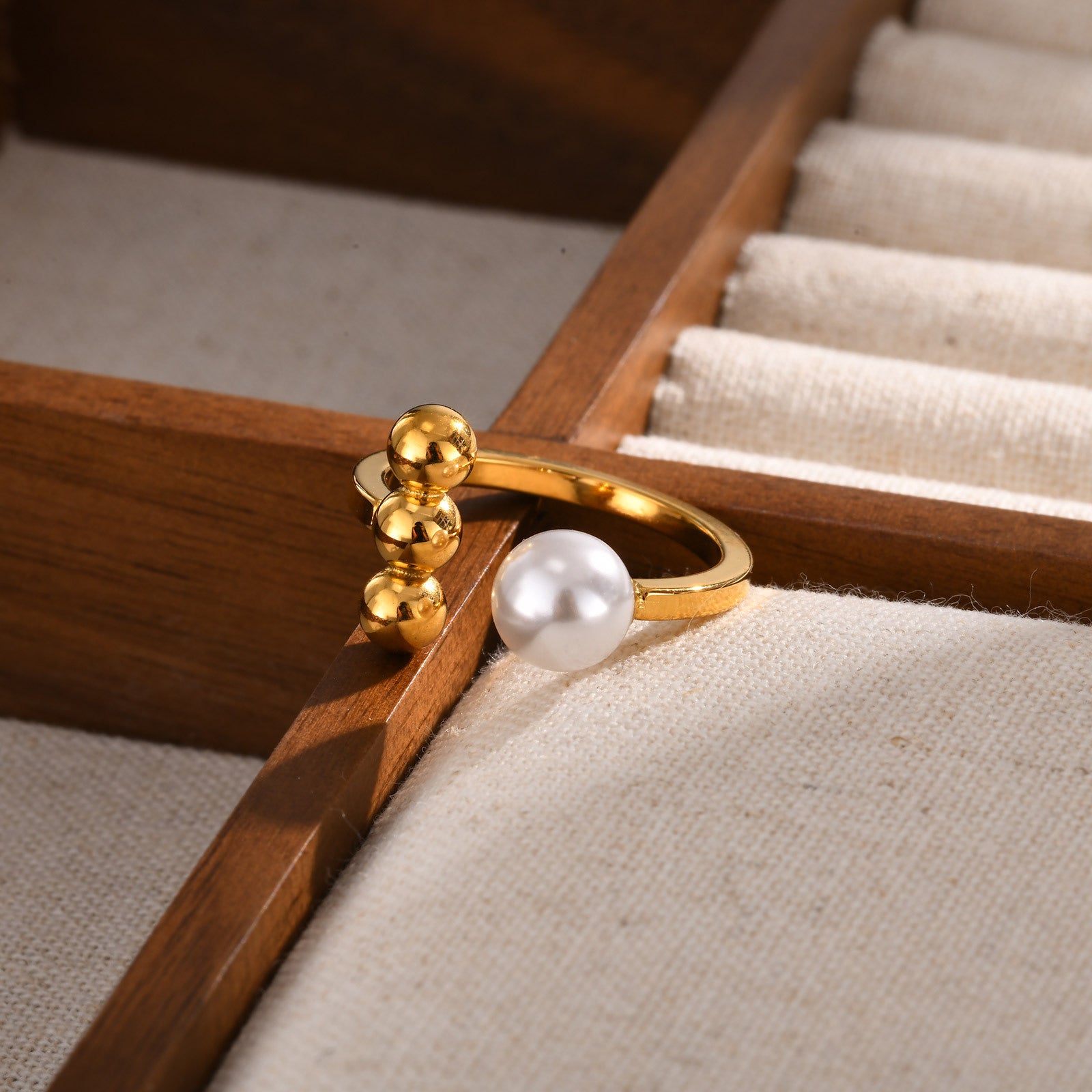 Pearl & Gold Bead Ring