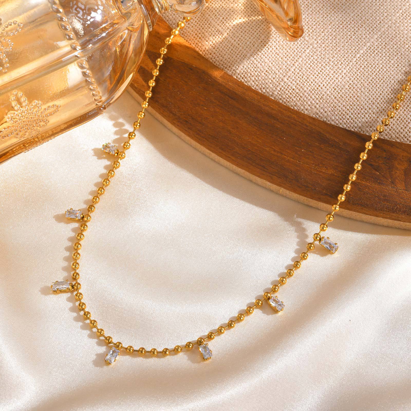 Zircon Drop Bead Necklace