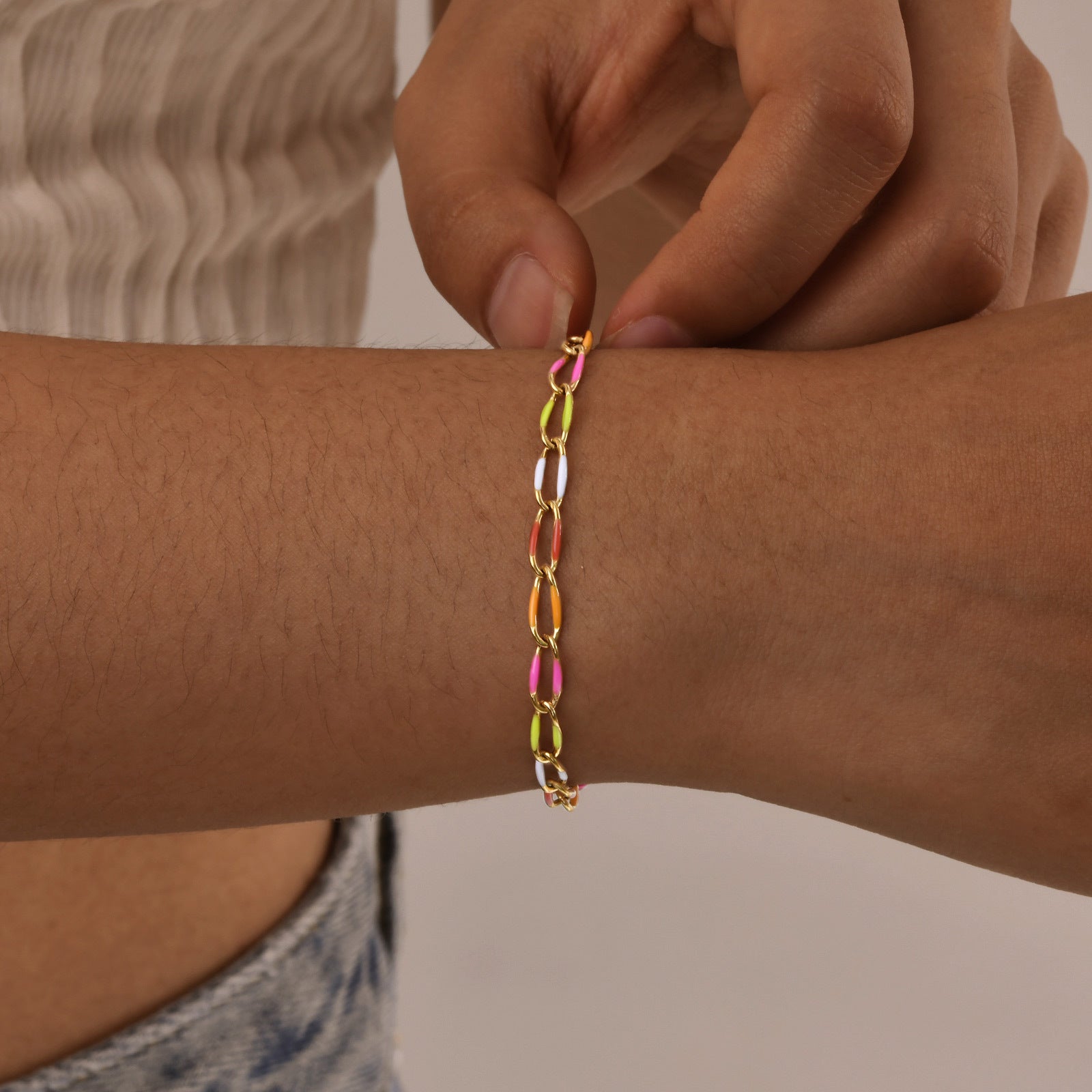 Colorful Enamel Chain Bracelet