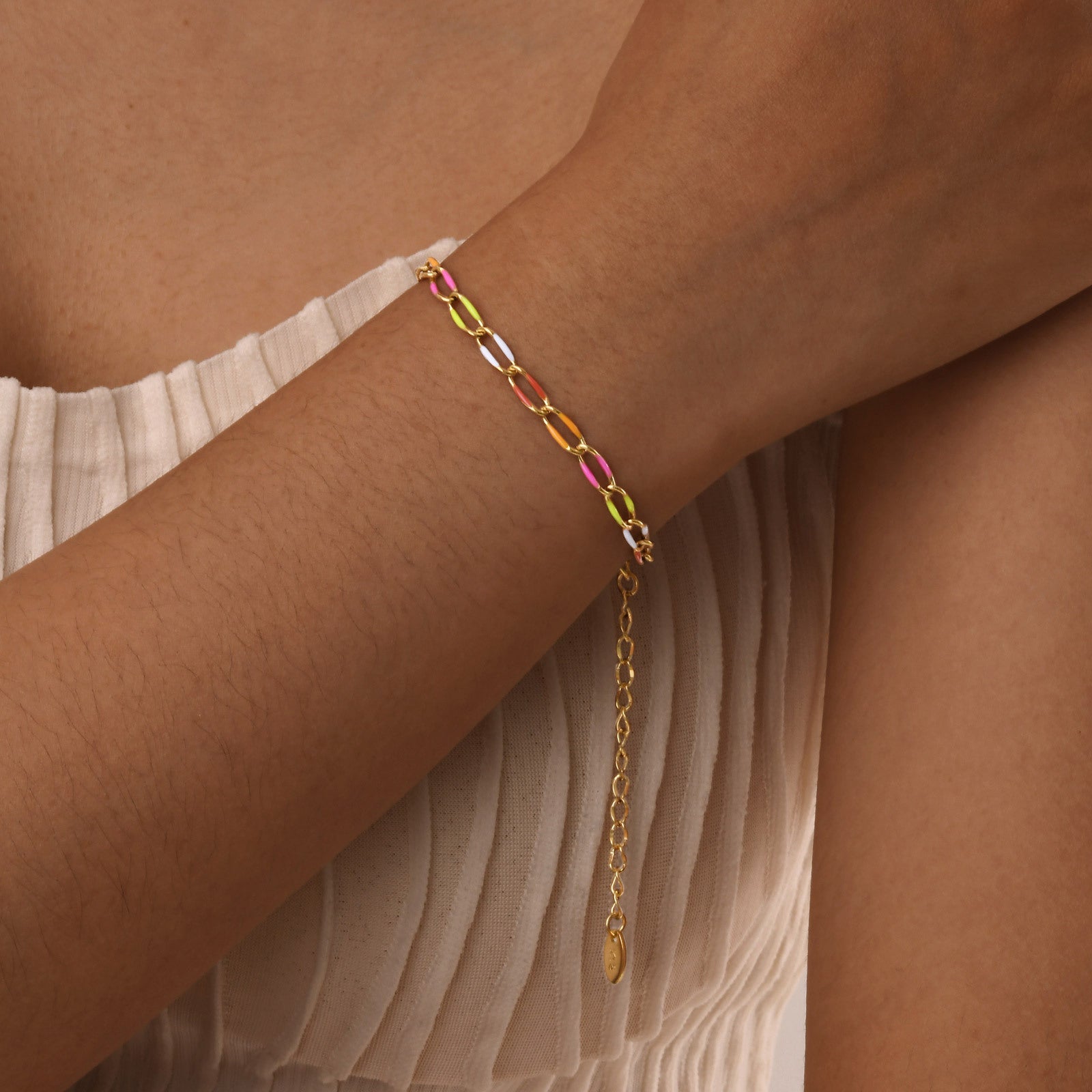 Colorful Enamel Chain Bracelet