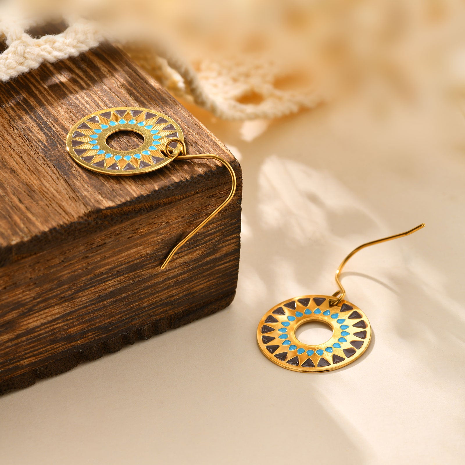 Enamel Circle Earrings