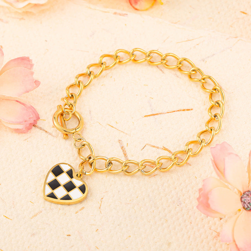 Checkered Heart Bracelet