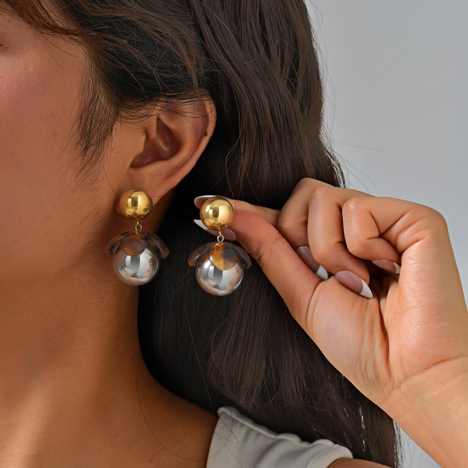 Gold & Amber Sphere Earrings