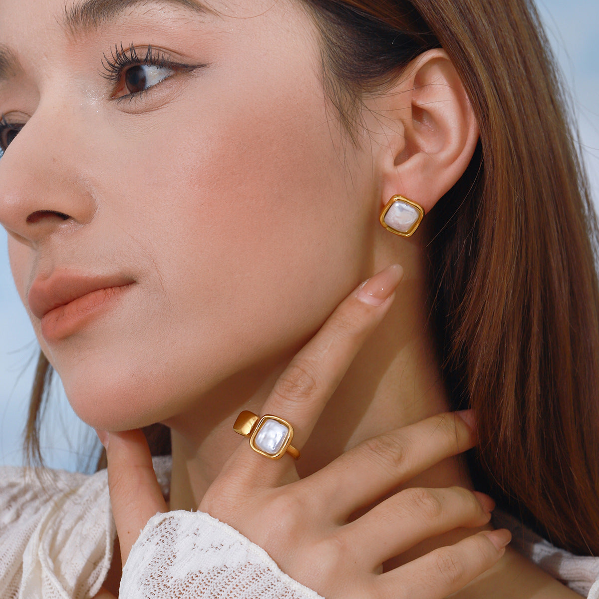 Square Pearl Earrings