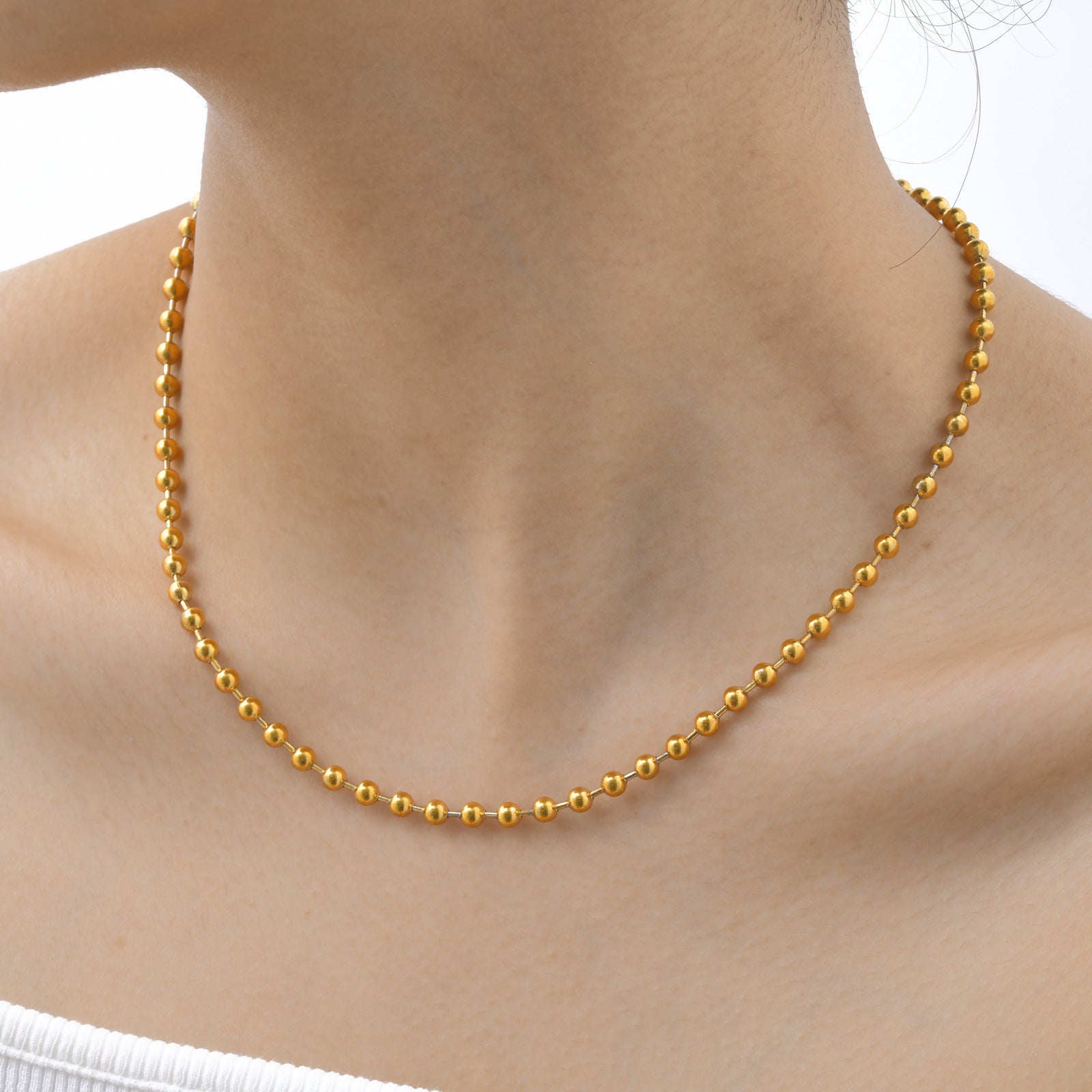 Gold Beaded Chain Necklace