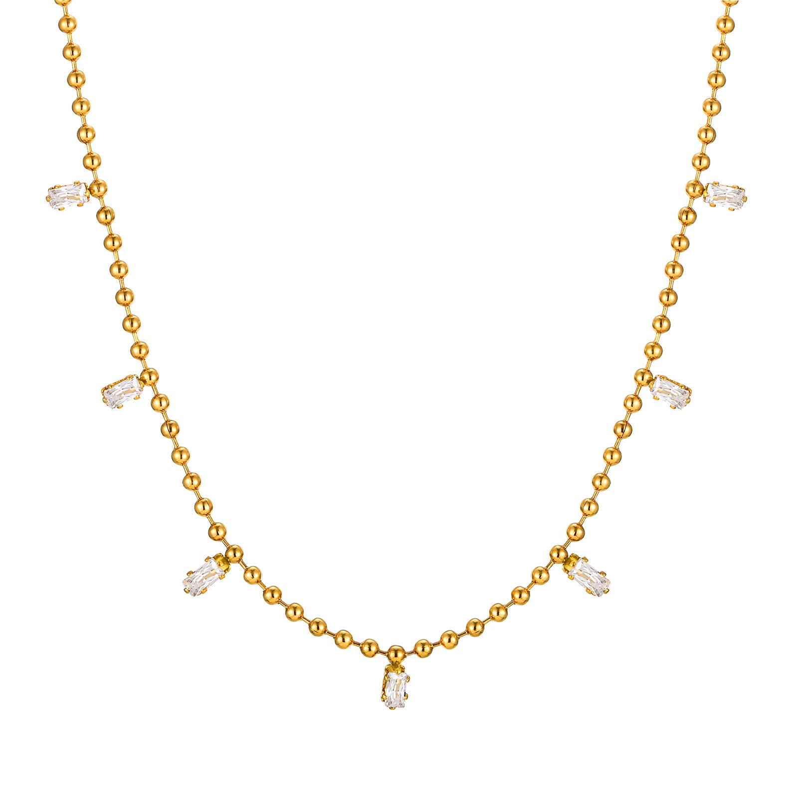 Zircon Drop Bead Necklace