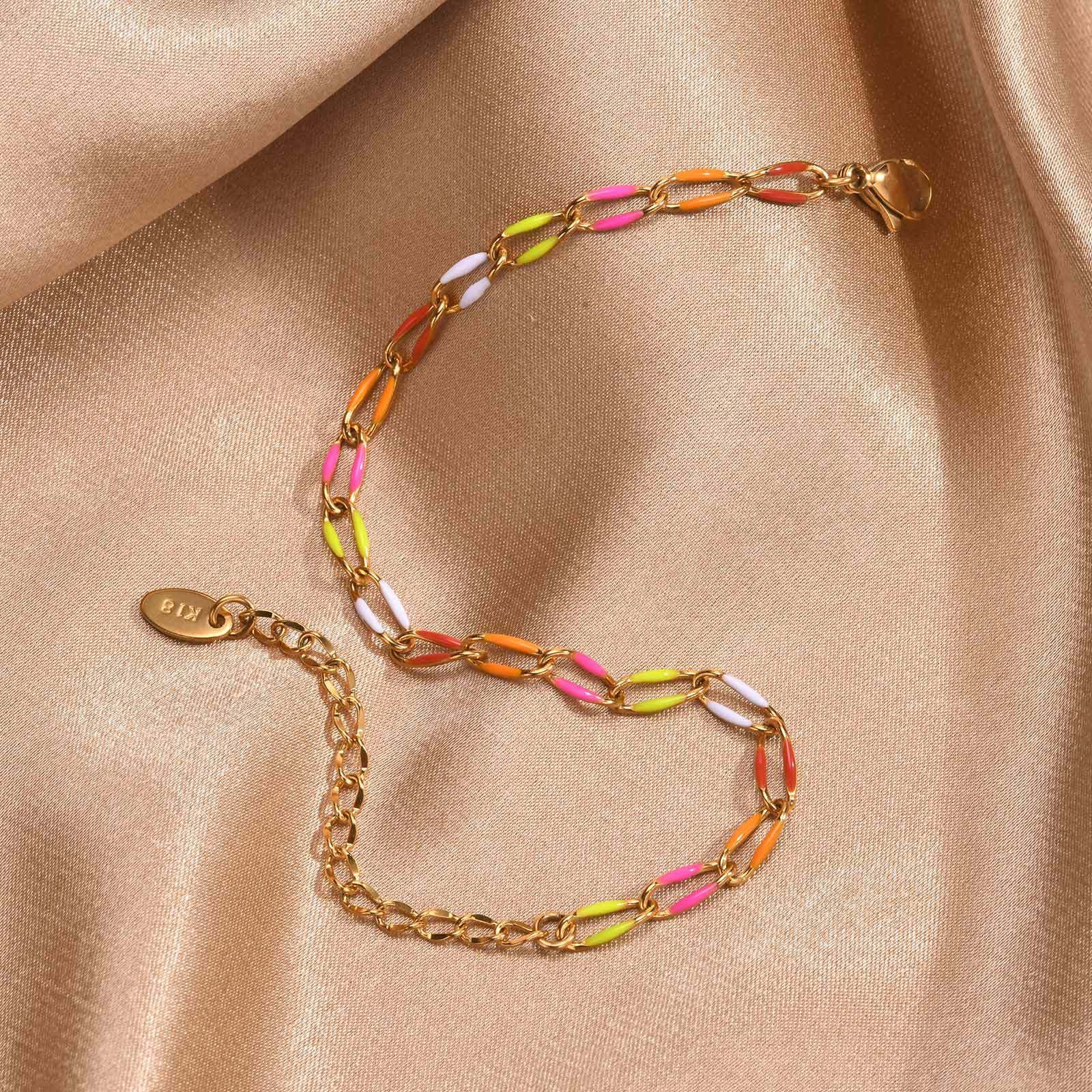 Colorful Enamel Chain Bracelet