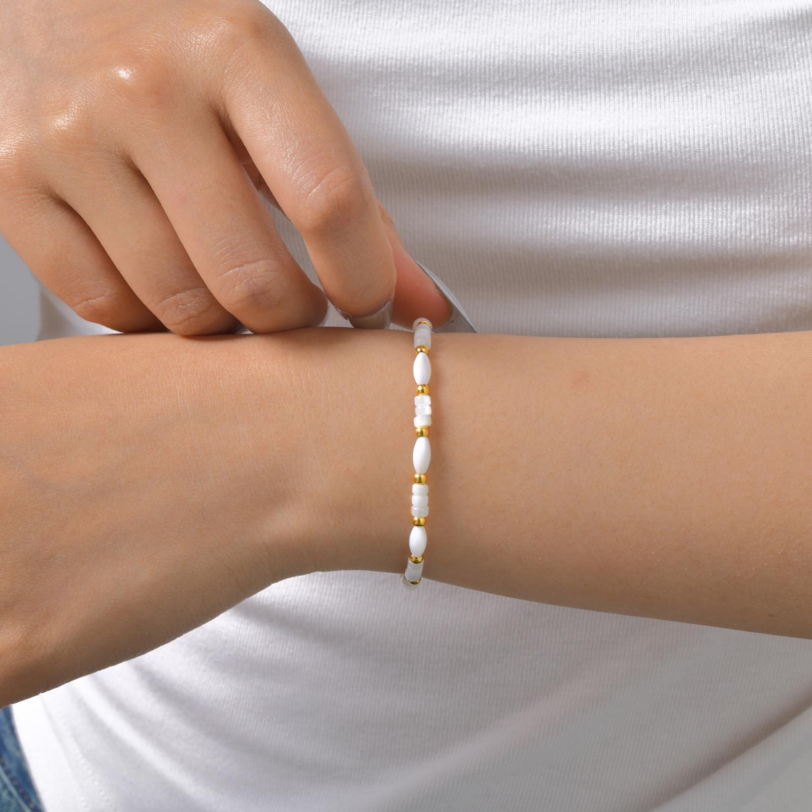 White Beaded Bracelet