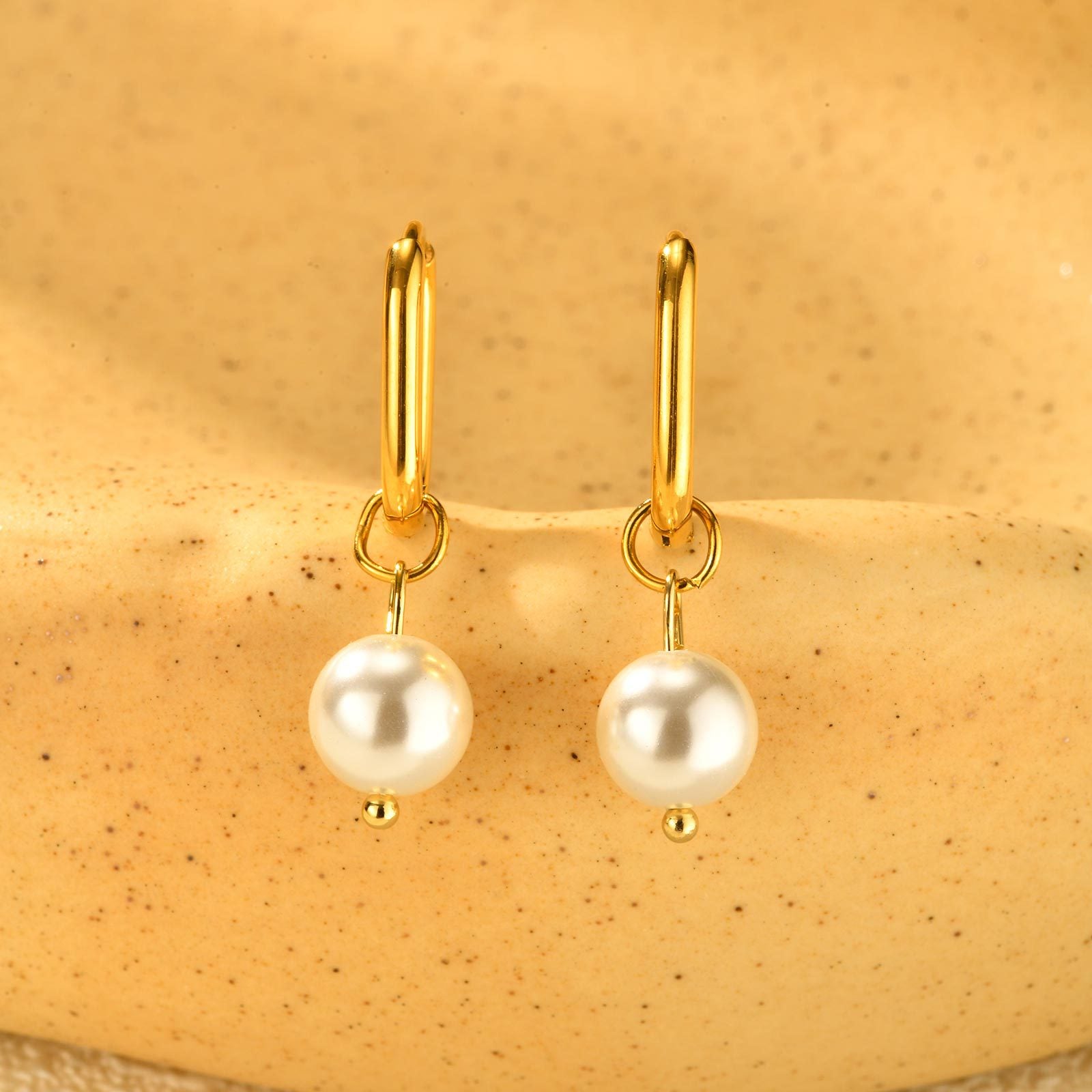 Pearl Drop Hoop Earrings