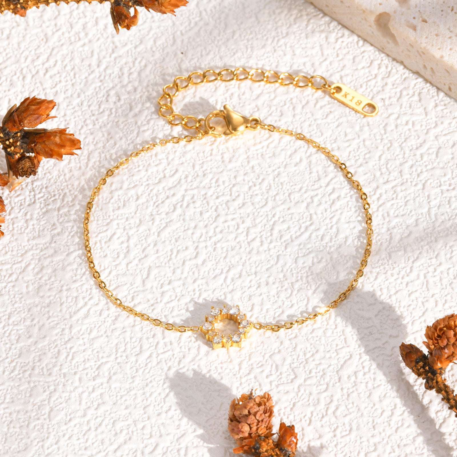 Zircon Circle Chain Bracelet