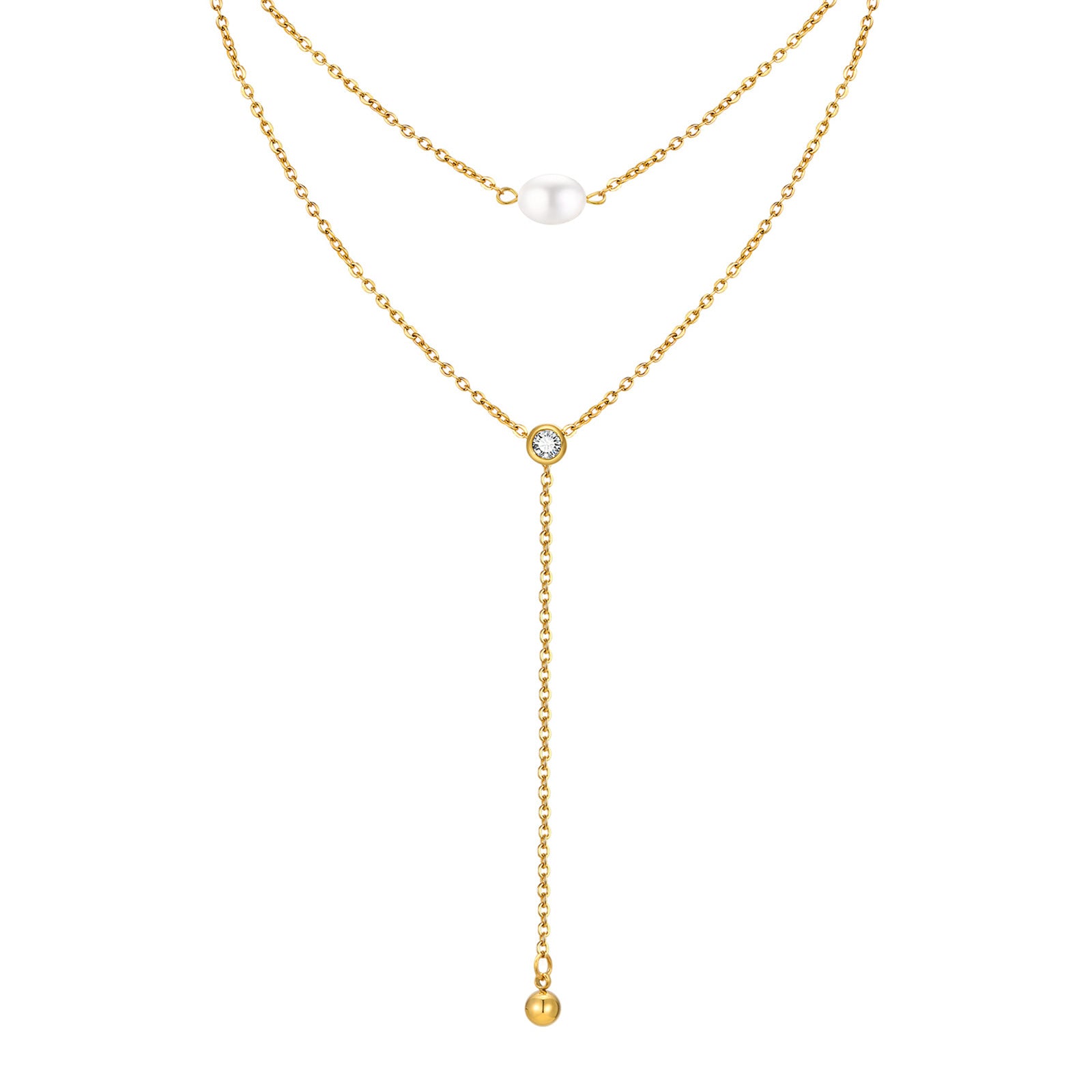 Double Chain Pearl Necklace