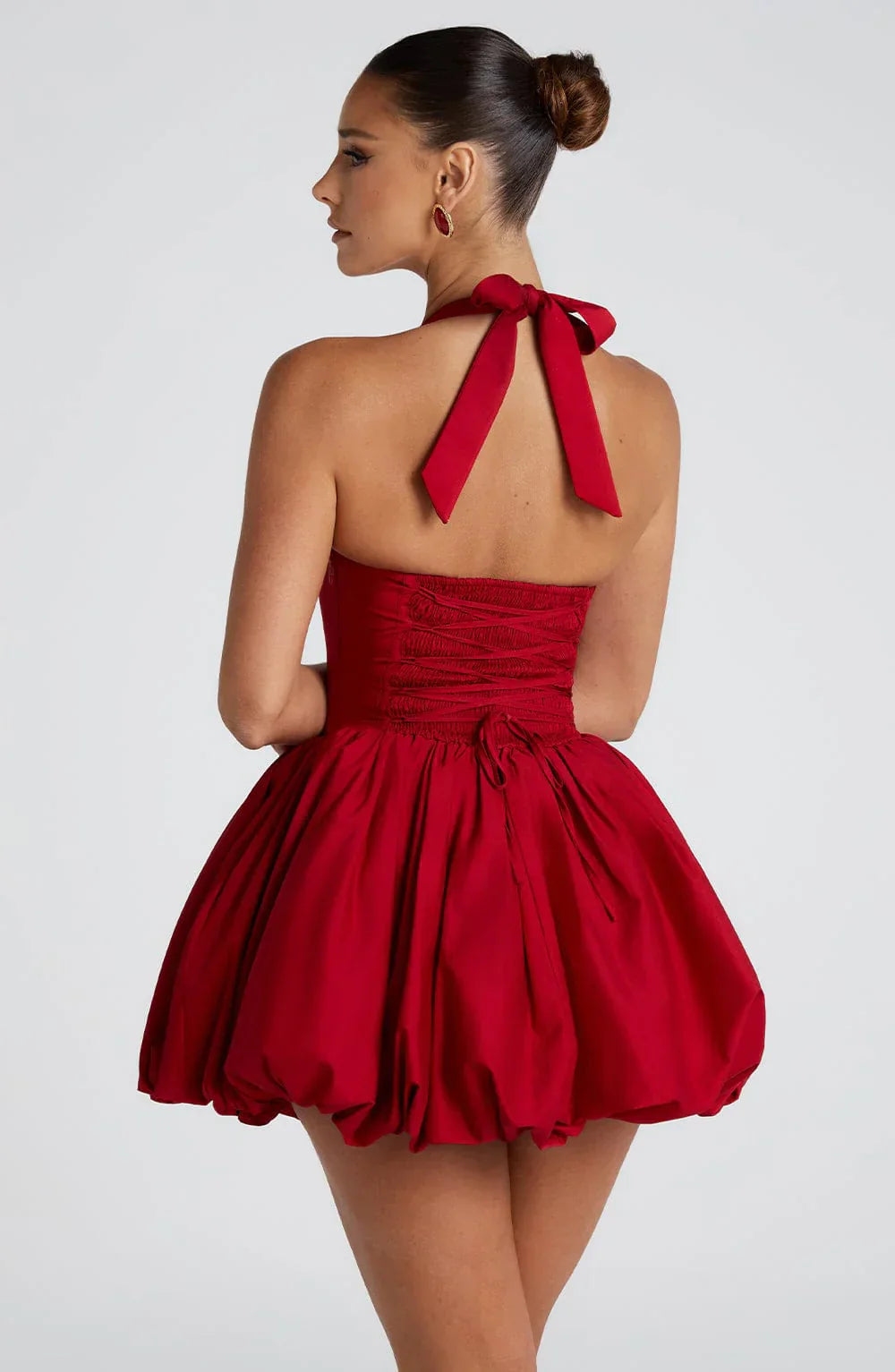Sofia Women's Mini Dress | Structured Halter Neckline, Flirty Red Cocktail Dress 2