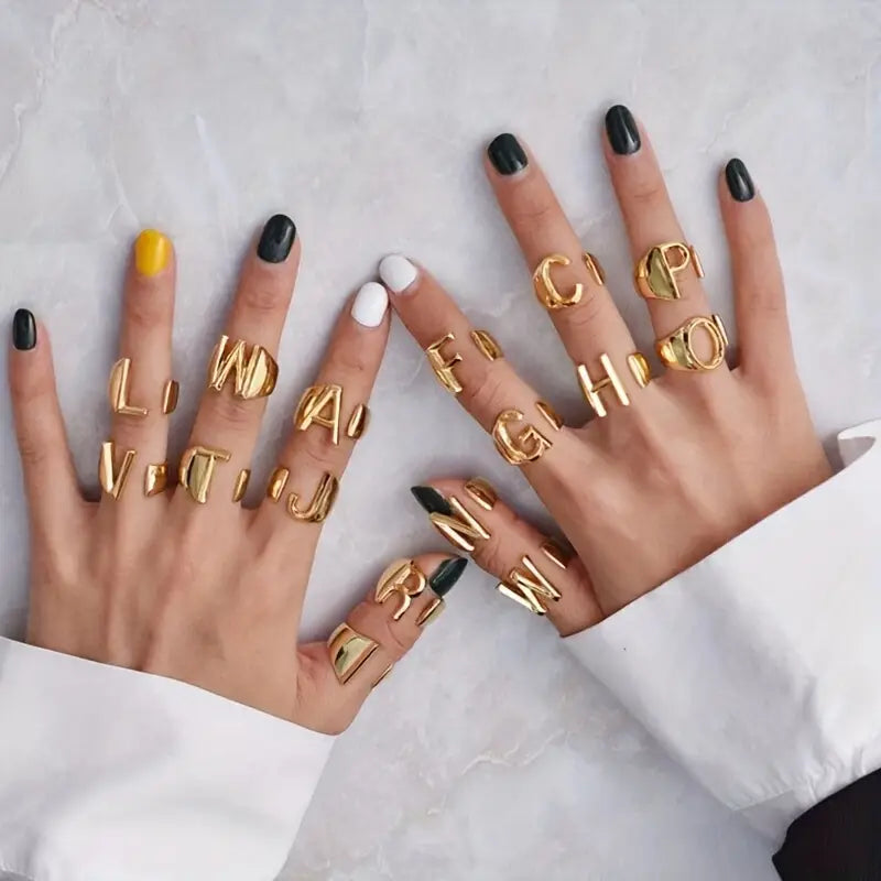 Gold Letter Initial Ring