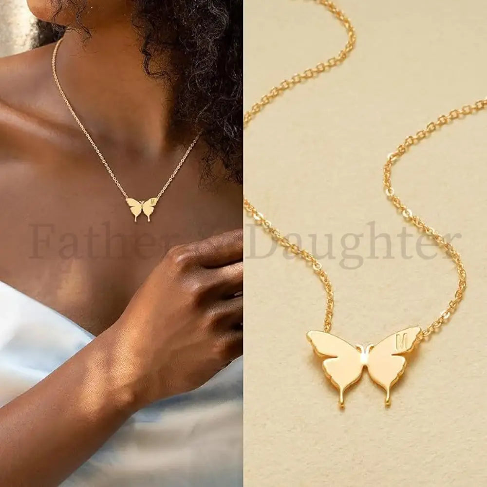 Butterfly Initial Necklace