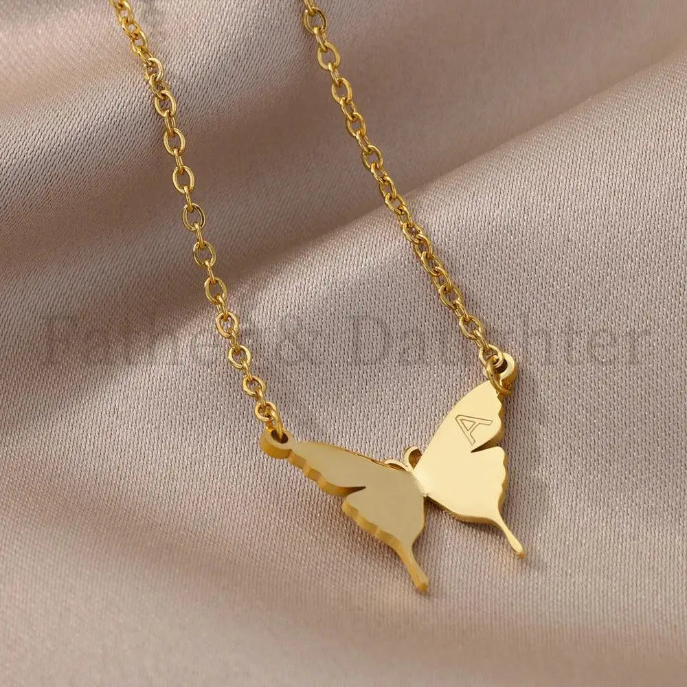 Golden Wings Initial Necklace - Father and Daughter Jewelry