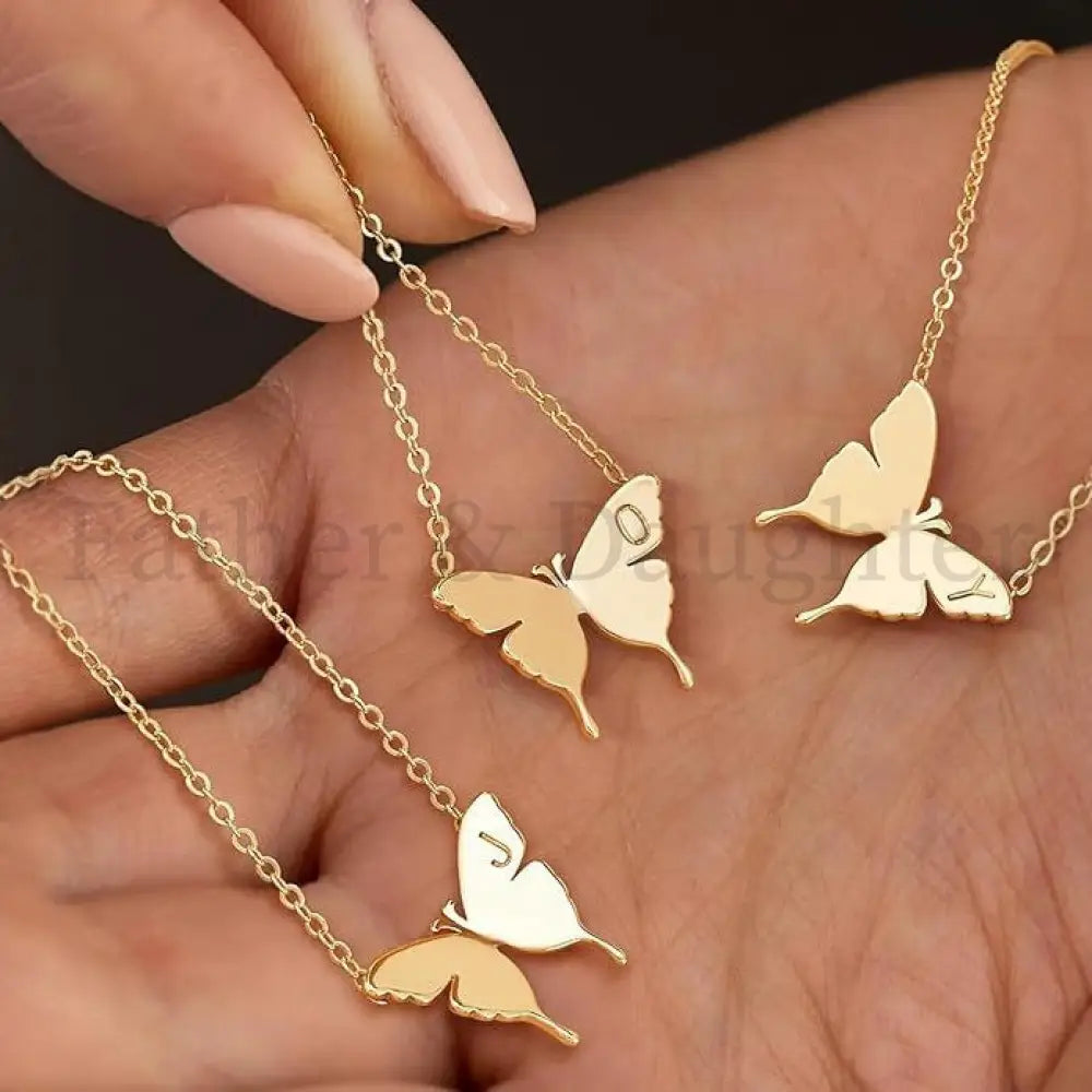 Butterfly Initial Necklace