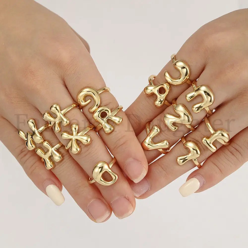 Chunky Gold Letter Ring