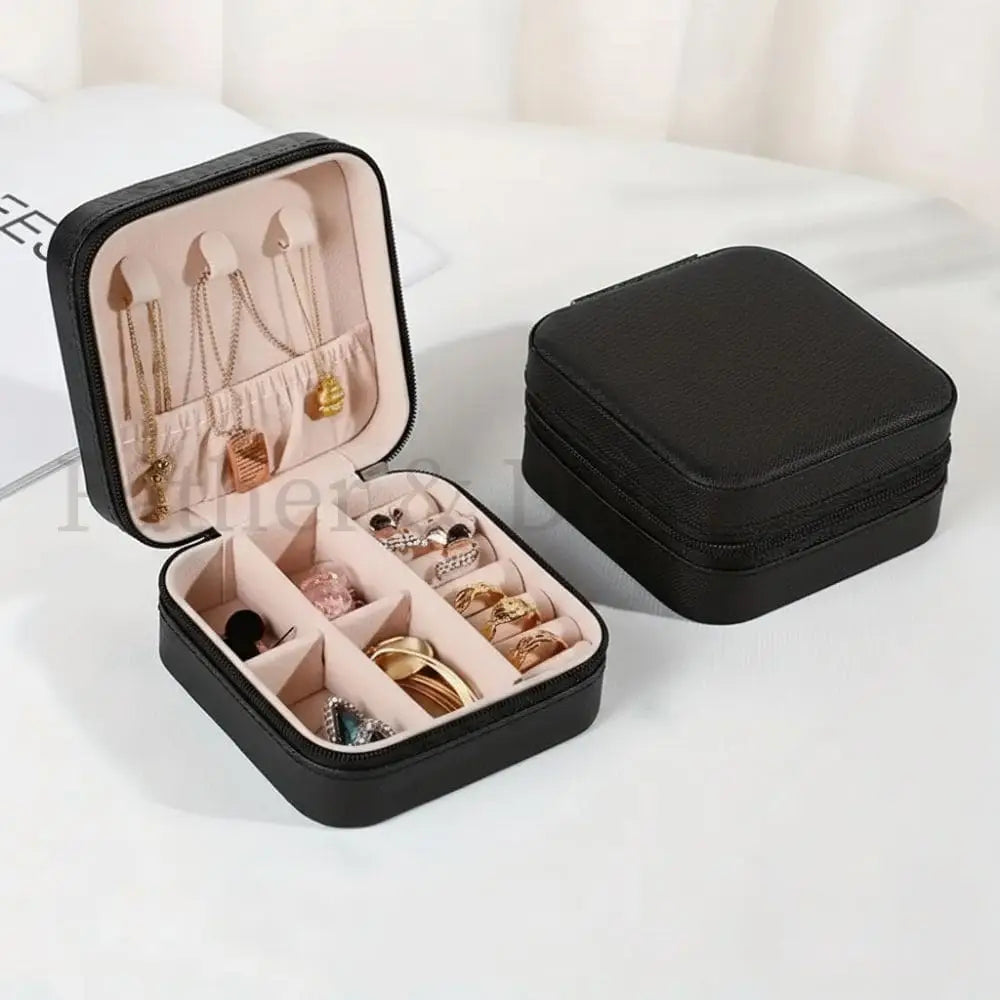 Compact Travel Jewellery Case Black