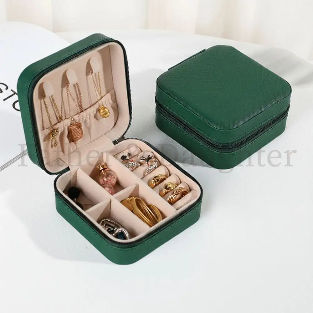 Compact Travel Jewellery Case Green