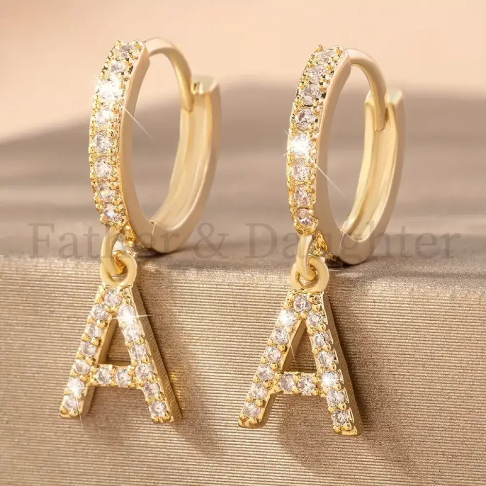 Gold Initial Hoop Earrings Gold Initial Hoop Earrings / A