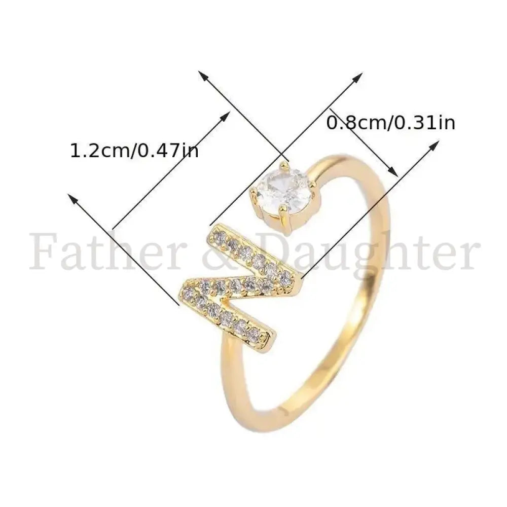 Gold Initial Ring with Zircon Stone