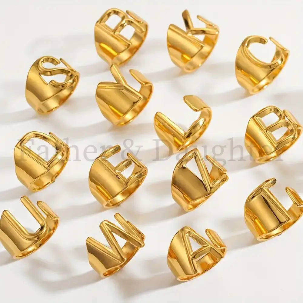 Gold Letter Initial Ring