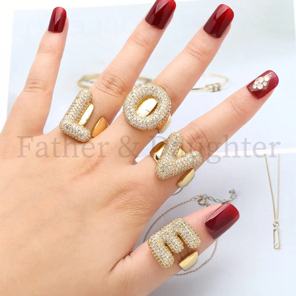 Gold Pavé Initial Ring Gold Pavé Initial Ring / A