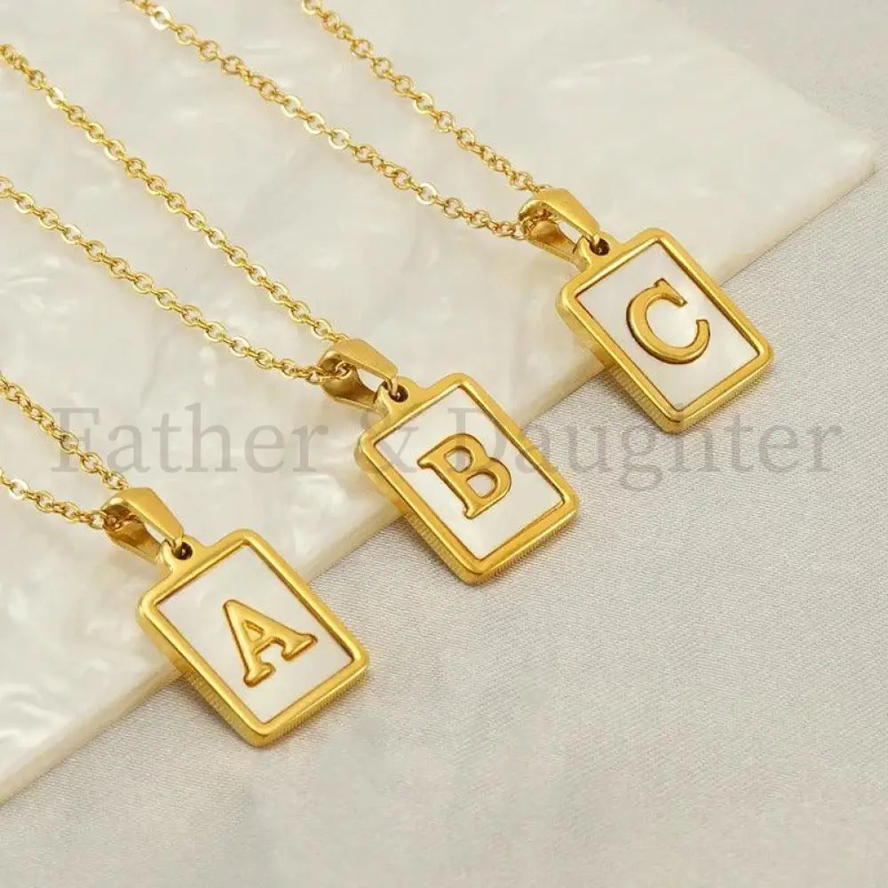 Golden Shell Initial Necklace - Father and Daughter Jewelry