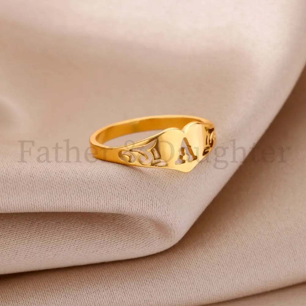 Heart Initial Cutout Ring