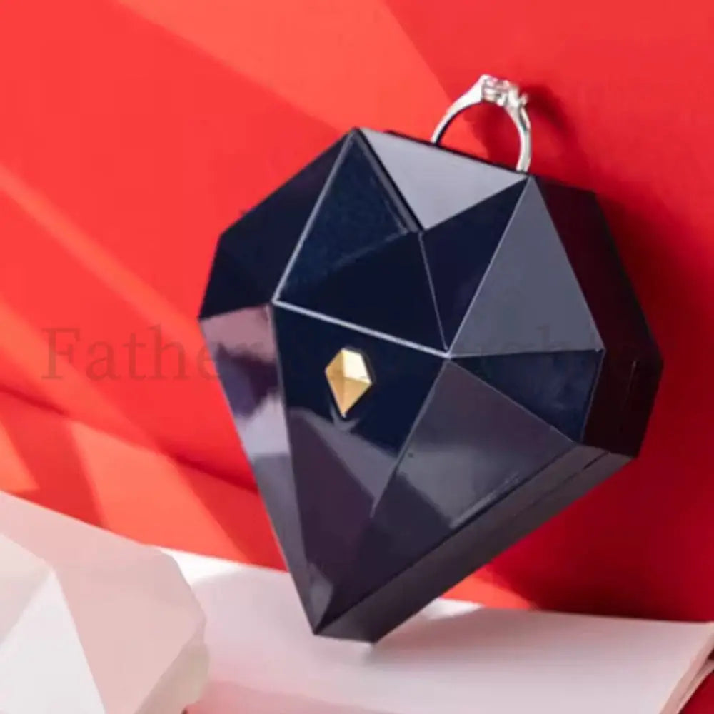 Heart Pop-Up Ring Box Black