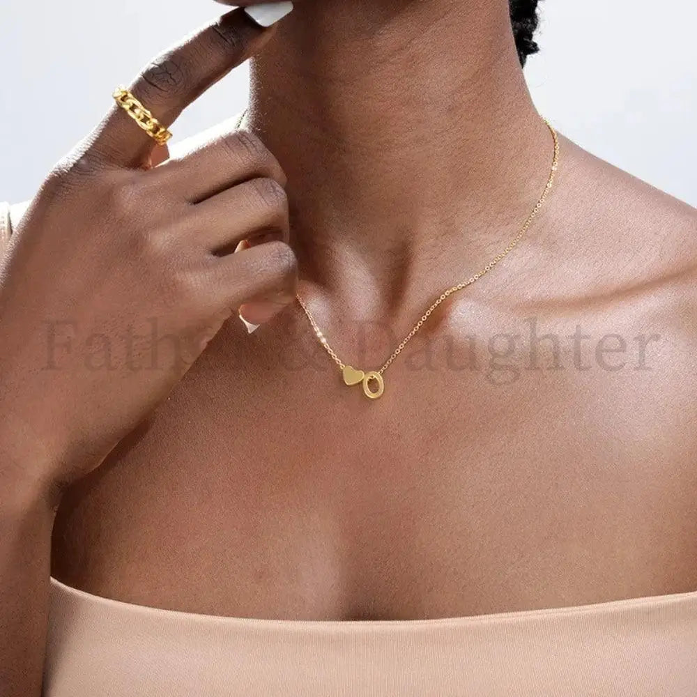 Initial Heart Necklace - Father and Daughter Jewelry