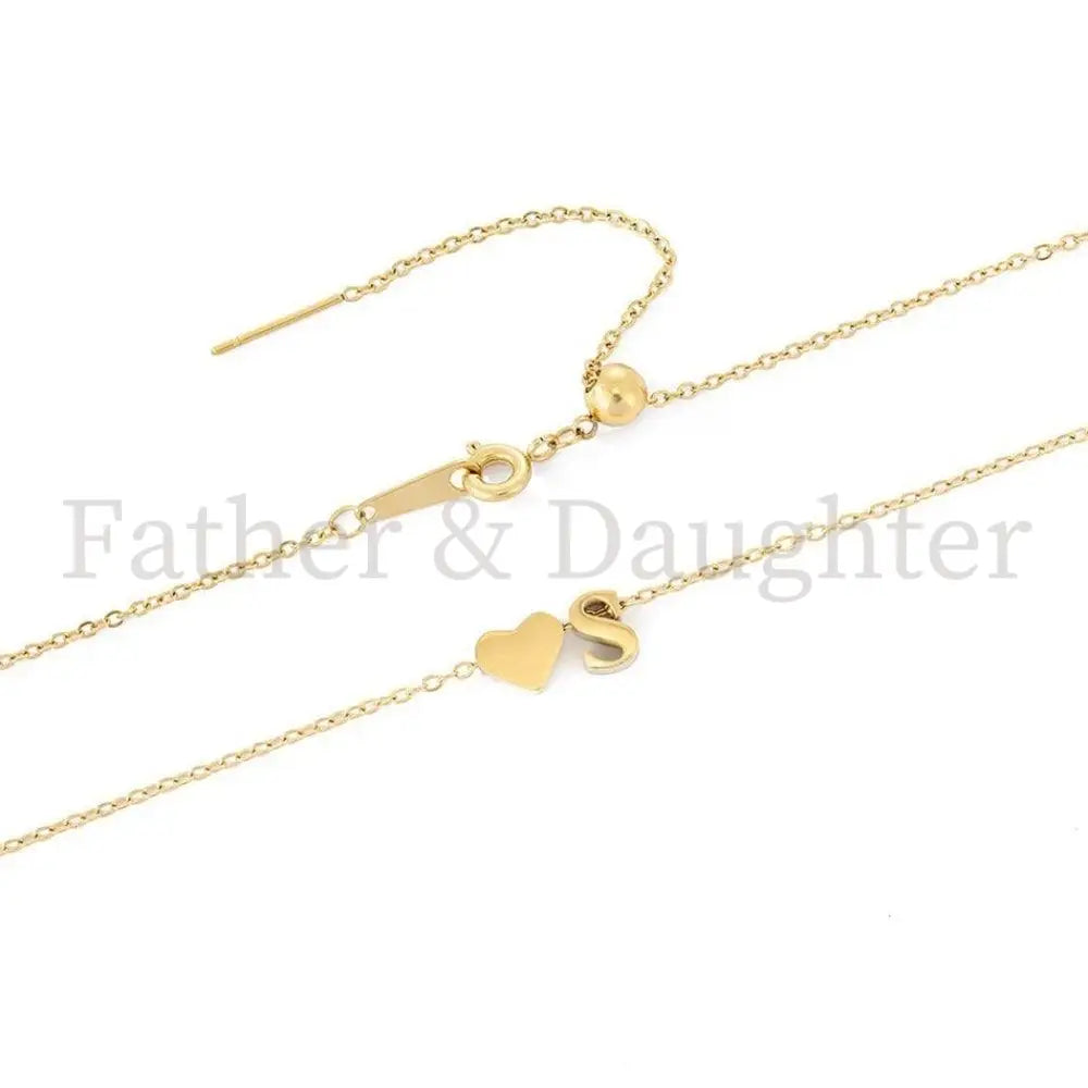Initial Heart Necklace - Father and Daughter Jewelry