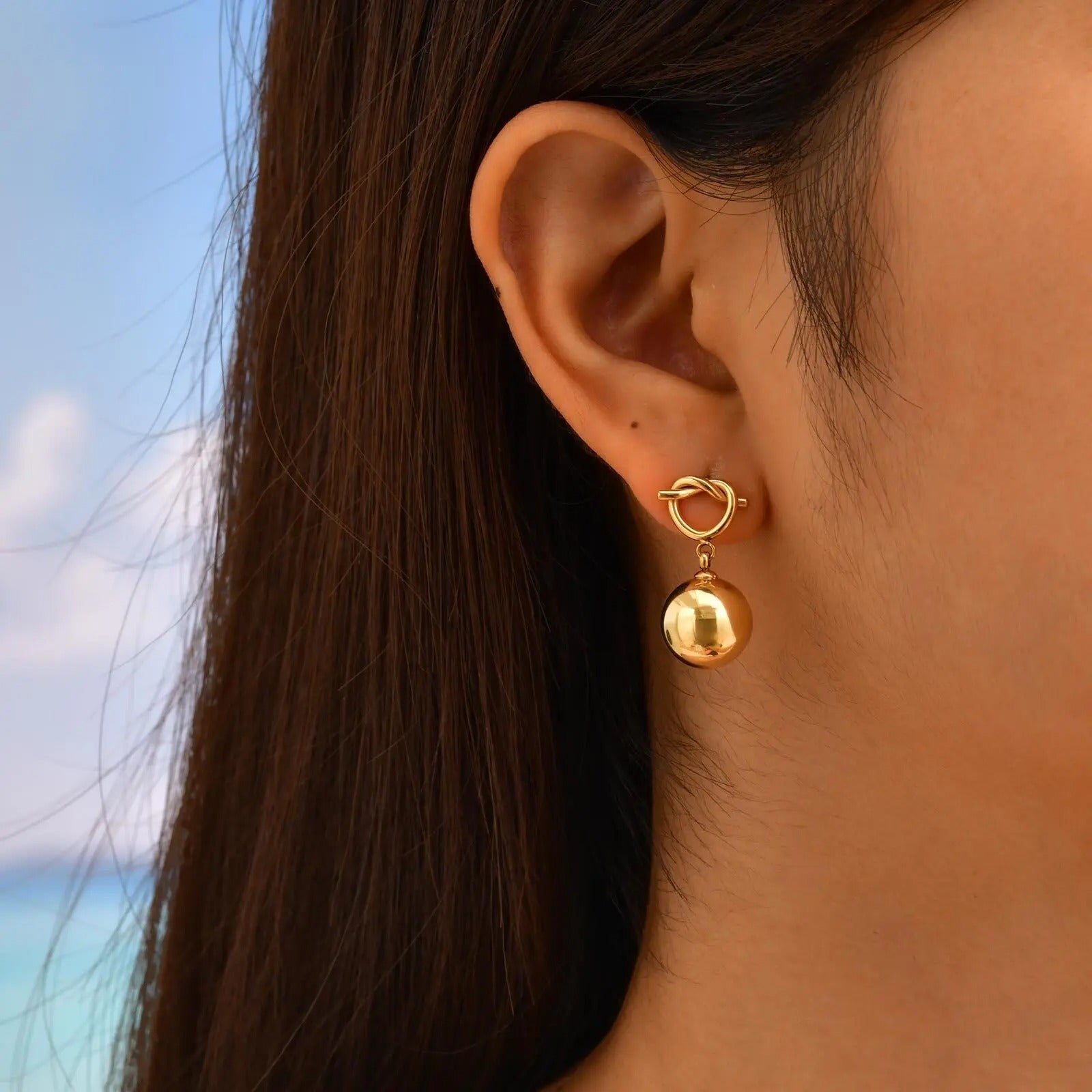 Gold Ball Drop Earrings