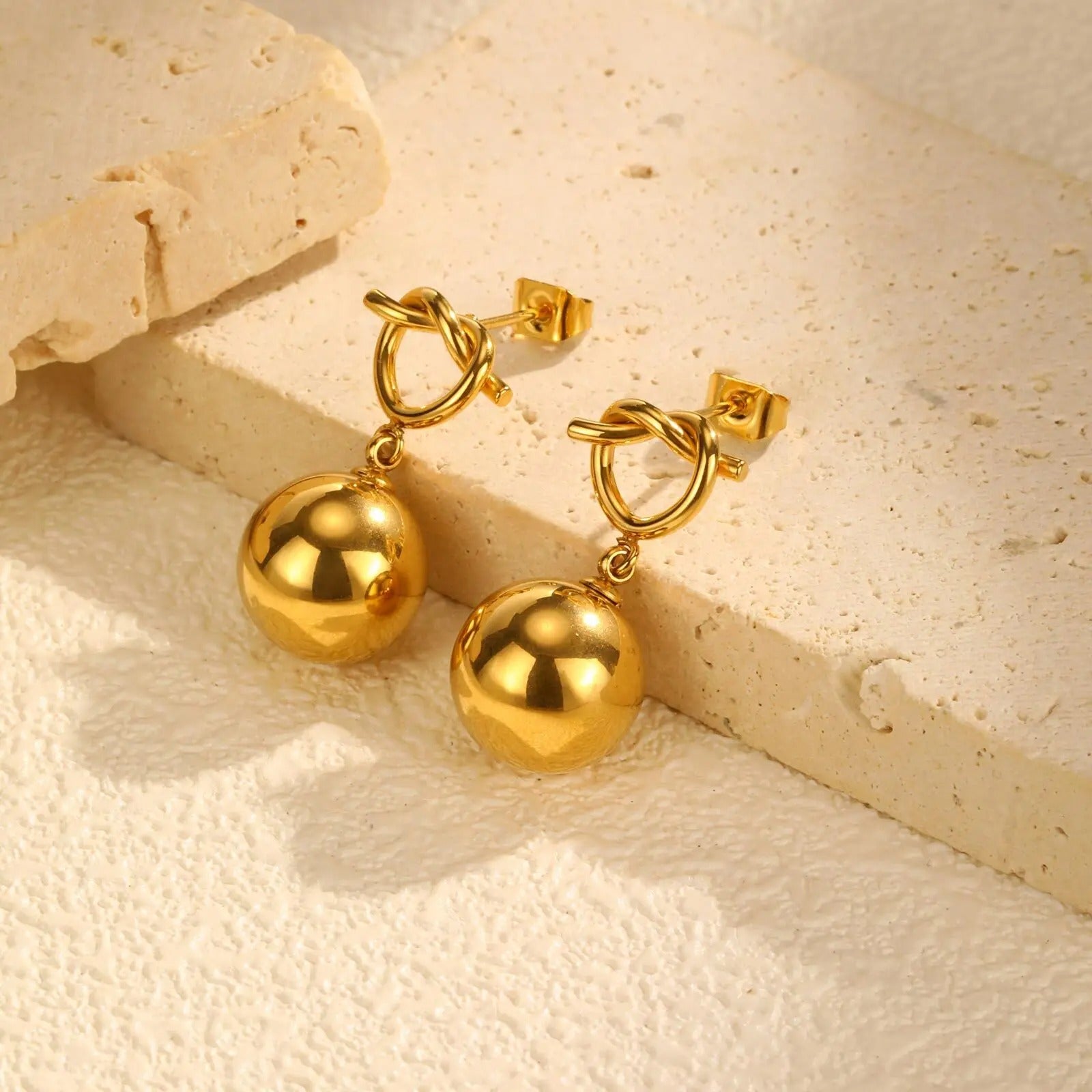 Gold Ball Drop Earrings