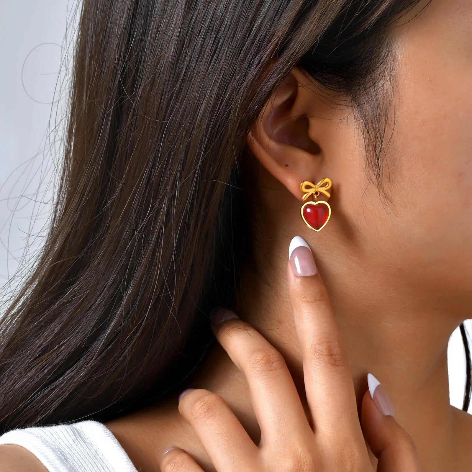 Red Heart Bow Earrings