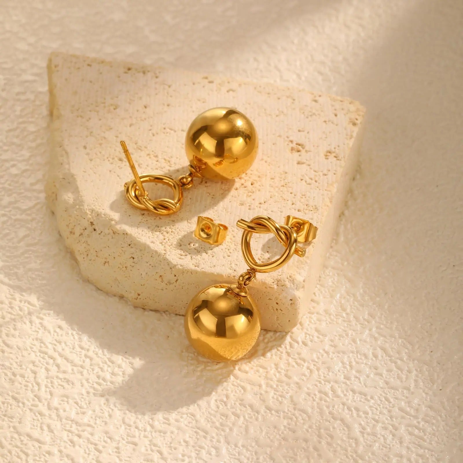 Gold Ball Drop Earrings
