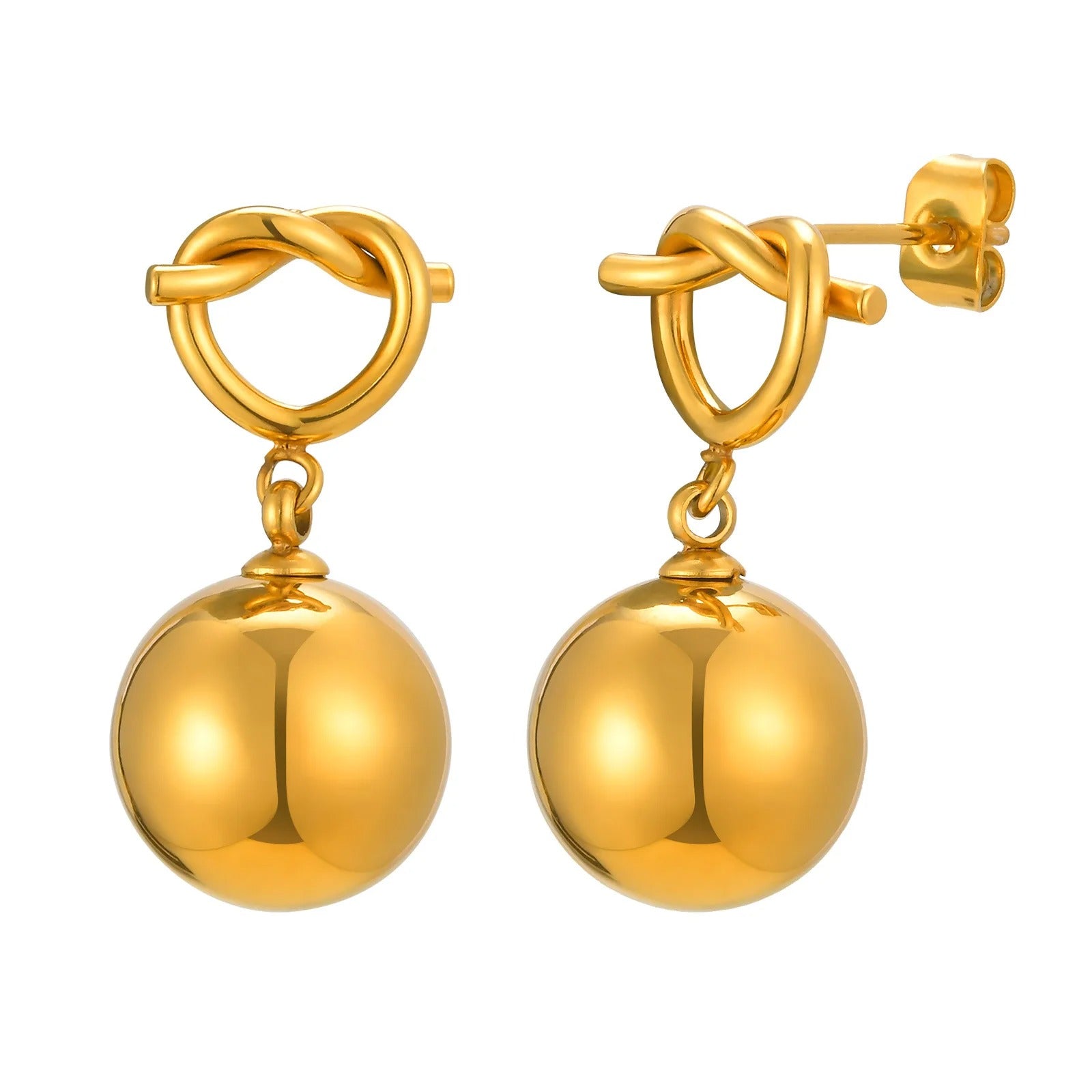 Gold Ball Drop Earrings