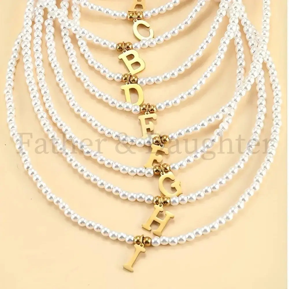 Pearl Initial Necklace - Father and Daughter Jewelry