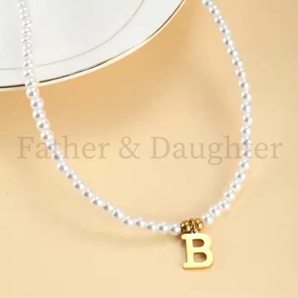 Pearl Initial Necklace - Father and Daughter Jewelry