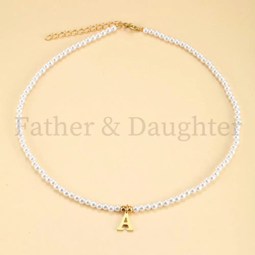 Pearl Initial Necklace - Father and Daughter Jewelry