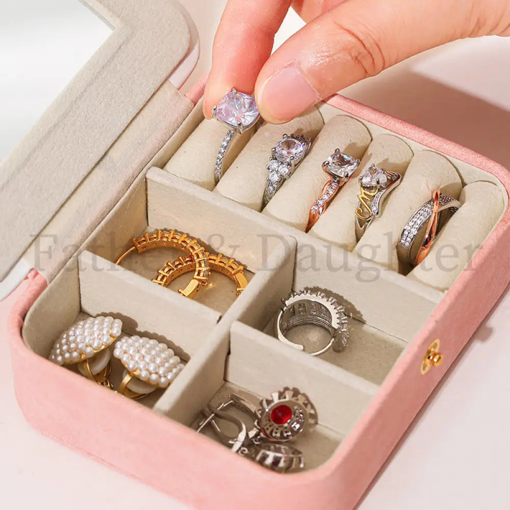 Velvet Travel Jewellery Case with Mirror