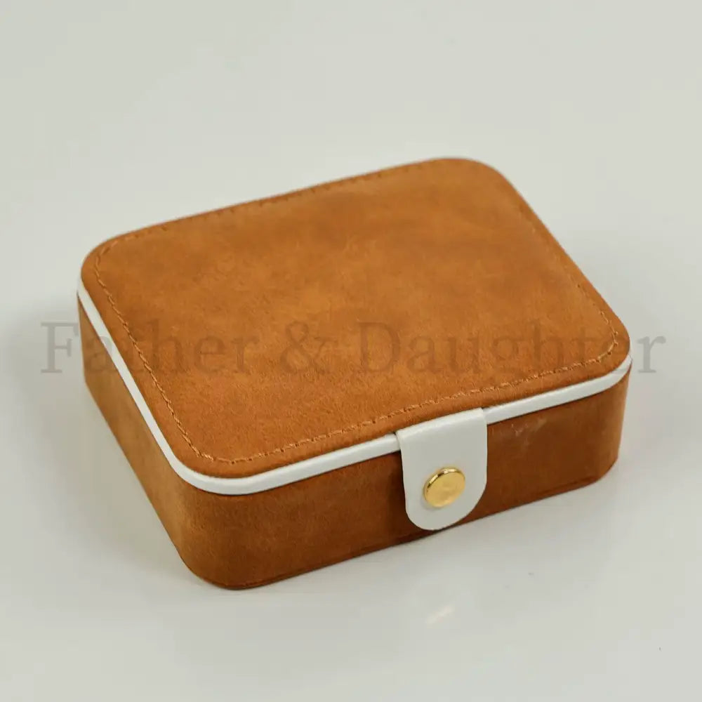 Velvet Travel Jewellery Case with Mirror Brown