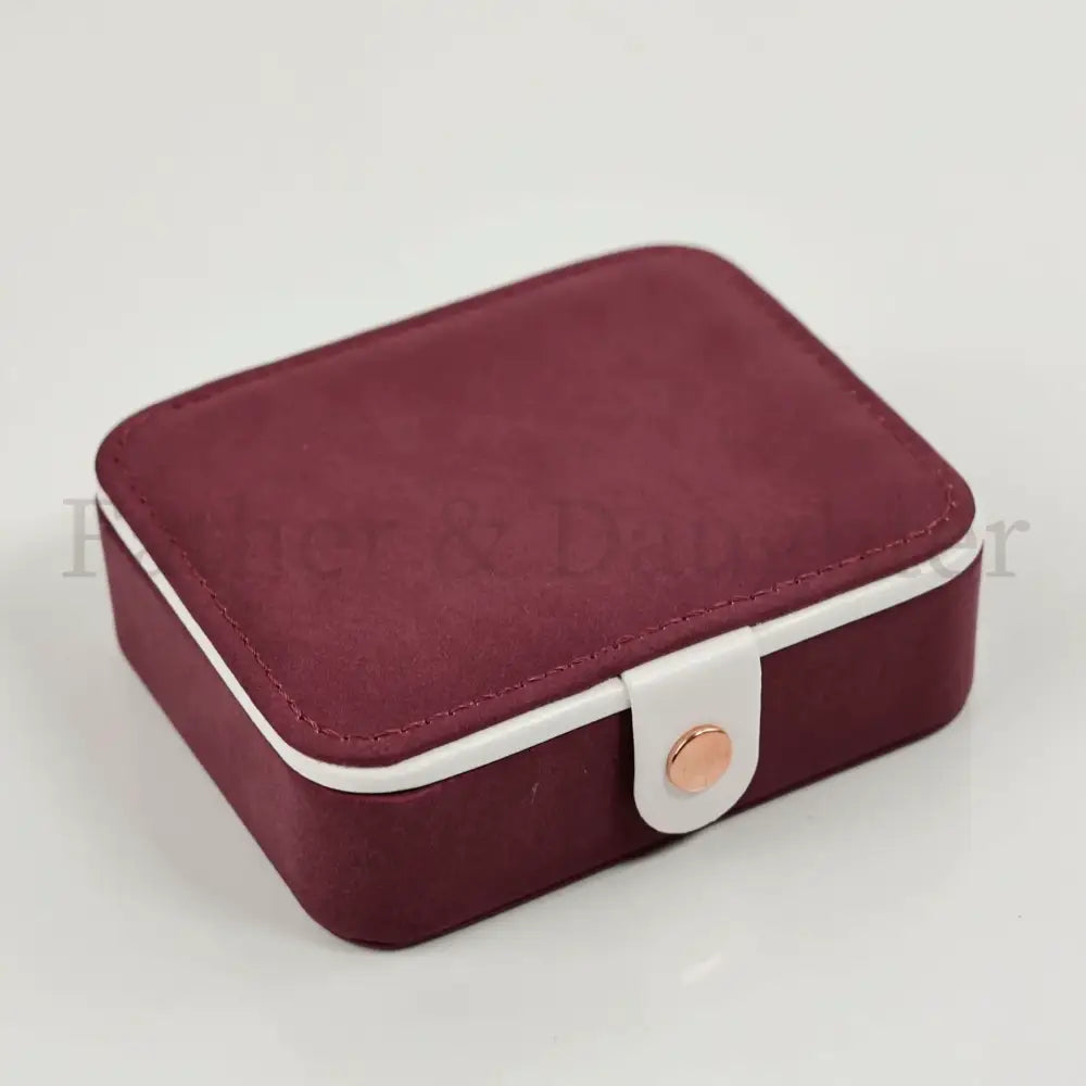 Velvet Travel Jewellery Case with Mirror Red