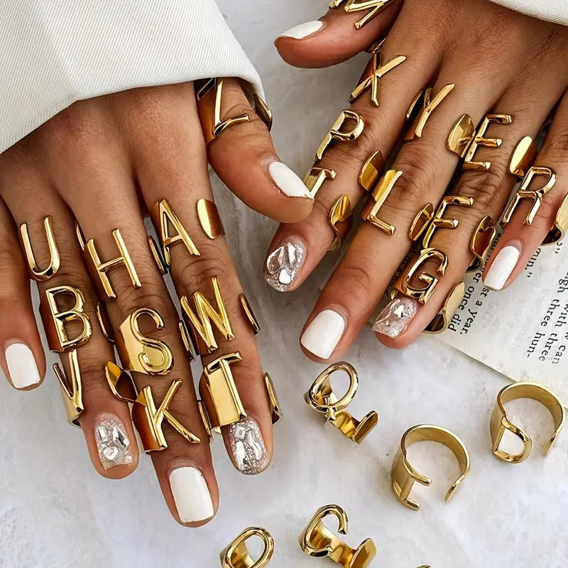 Gold Letter Initial Ring