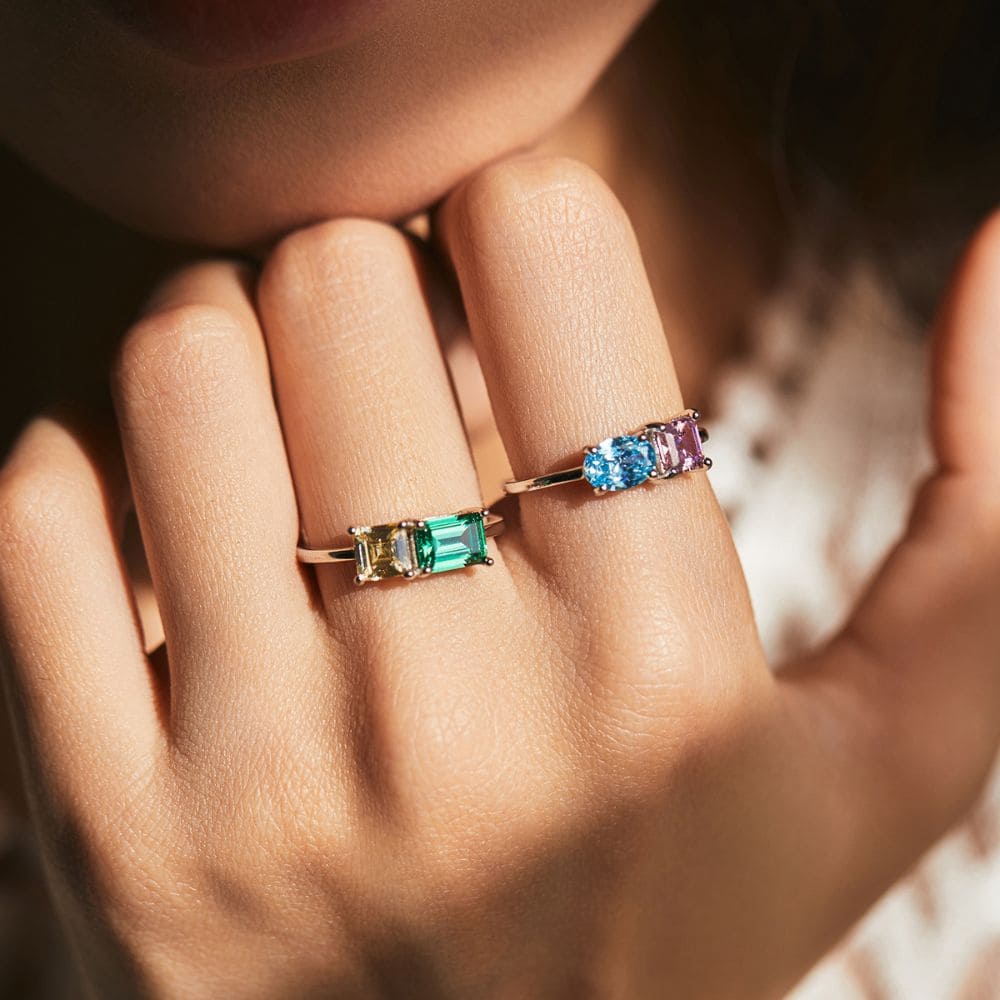 Gem Duet Silver Ring