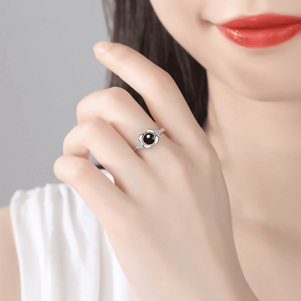 Flower Crystal Projection Ring (Resizable)