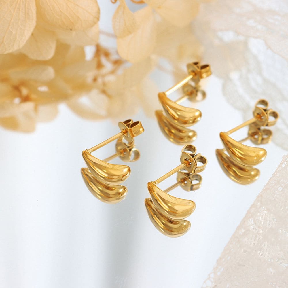 Golden Ripple Stud Earrings
