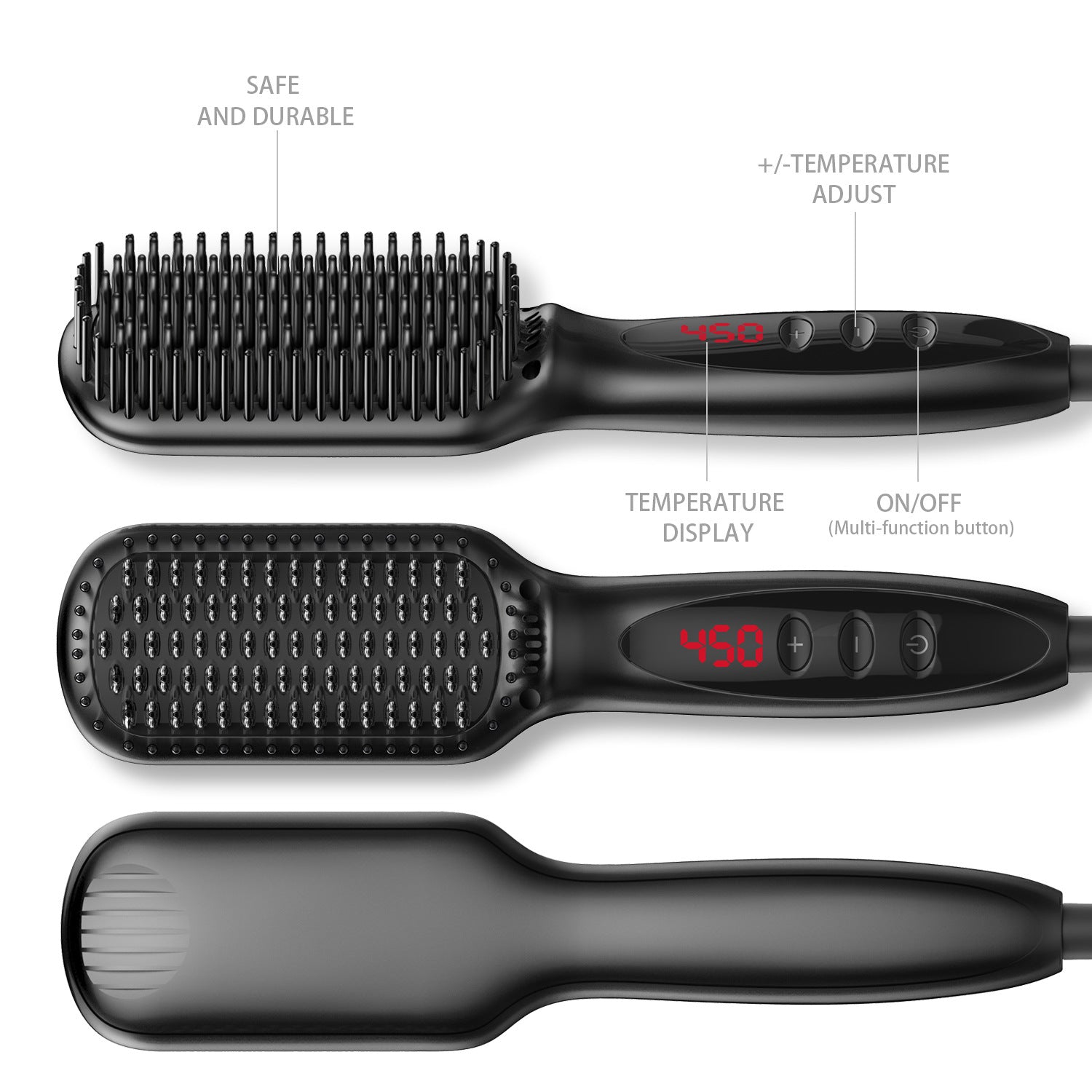 2-in-1 Hair Straightening Brush
