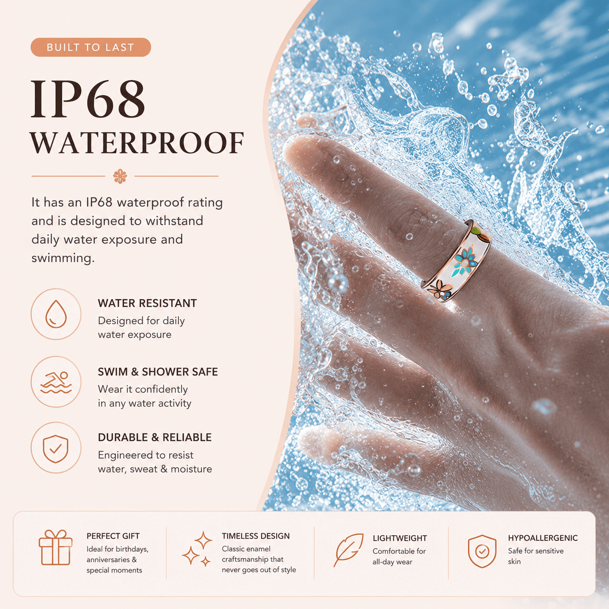 Floral Enamel Smart Ring