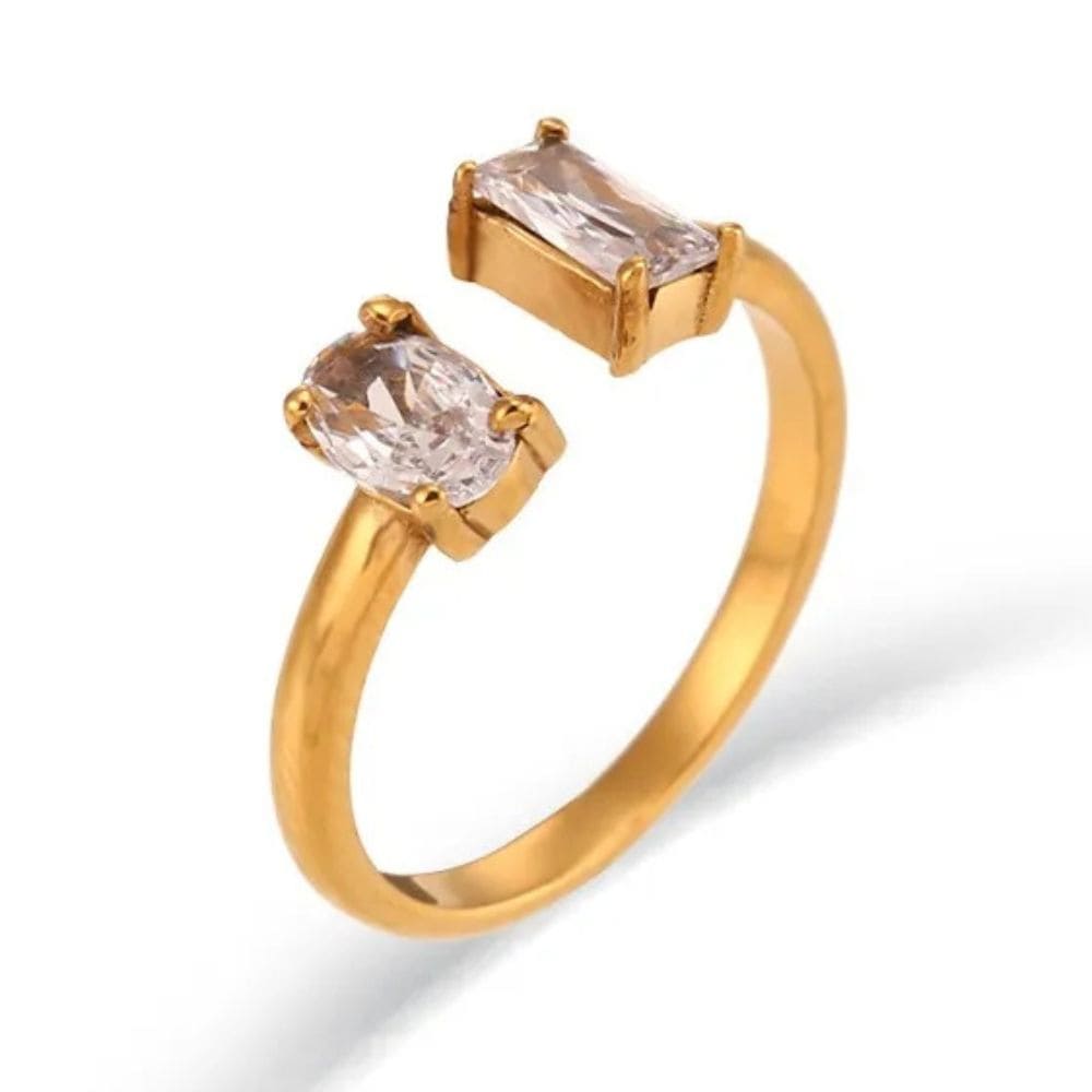 Dual Crystal Open Ring